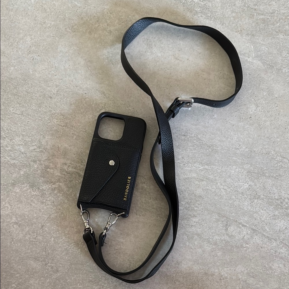 Bandolier Black Crossbody Phone Case with Strap